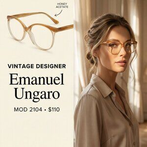 Vintage Emanuel Ungaro 2104 Translucent Honey Oversize Eyeglass Frames France